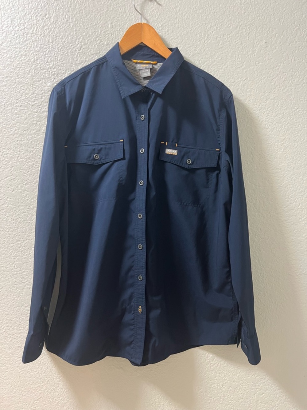Ariat Rebar Blue Button Down Longsleeve Vented Lightweight Shirt